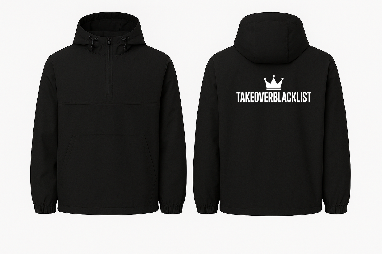 TAKEOVERBLACKLIST Windbreaker – Schwarze Übergangsjacke mit Rückenlogo