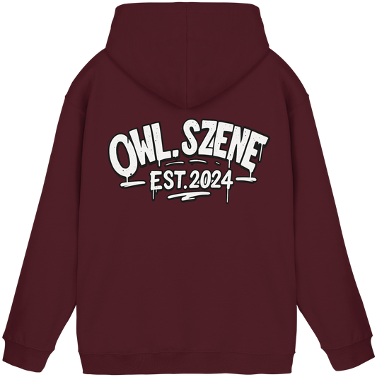 OWL SZENE Premium Hoodie – Schwarzer Kapuzenpullover mit Rückenlogo