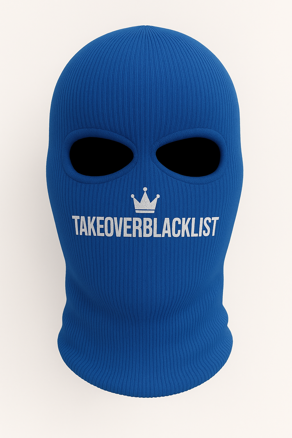 TAKEOVERBLACKLIST Strick-Sturmhaube – Schwarz | Streetwear Balaclava mit Logo-Print