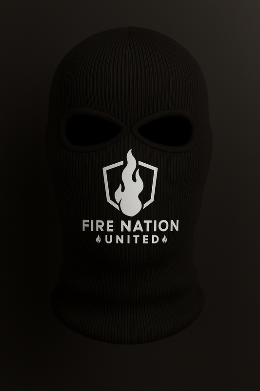 FireNation Strick-Sturmhaube | Streetwear Balaclava mit Logo-Print