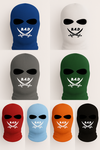 B.4.D Strick-Sturmhaube – Schwarz | Streetwear Balaclava mit Logo-Print