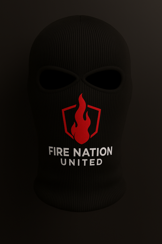 FireNation Strick-Sturmhaube | Streetwear Balaclava mit Logo2-Print