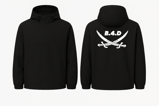 B.4.D Windbreaker – Schwarze Übergangsjacke mit Masken-Logo