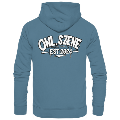 OWL SZENE Premium Hoodie – Schwarzer Kapuzenpullover mit Rückenlogo