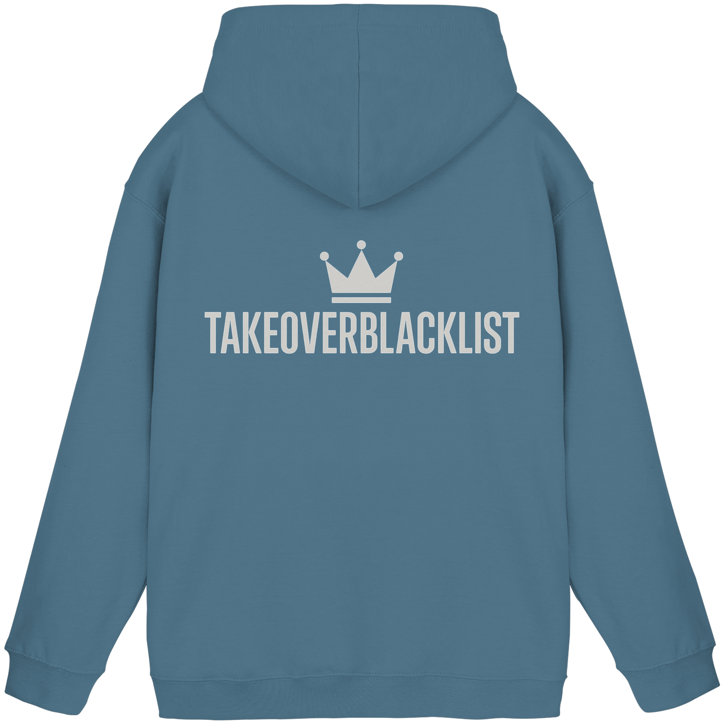 TAKEOVERBLACKLIST Premium Hoodie – Schwarzer Kapuzenpullover mit Rückenlogo