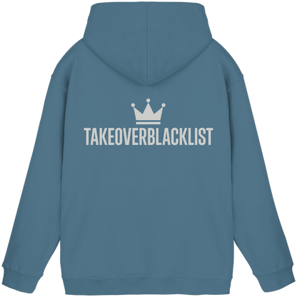 TAKEOVERBLACKLIST Premium Hoodie – Schwarzer Kapuzenpullover mit Rückenlogo