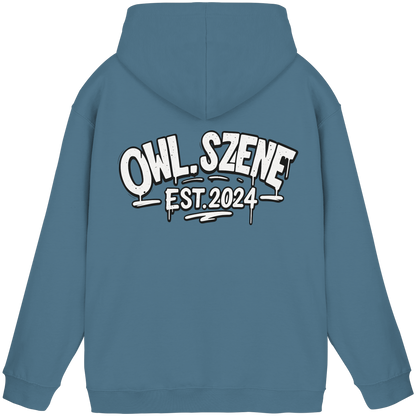 OWL SZENE Premium Hoodie – Schwarzer Kapuzenpullover mit Rückenlogo