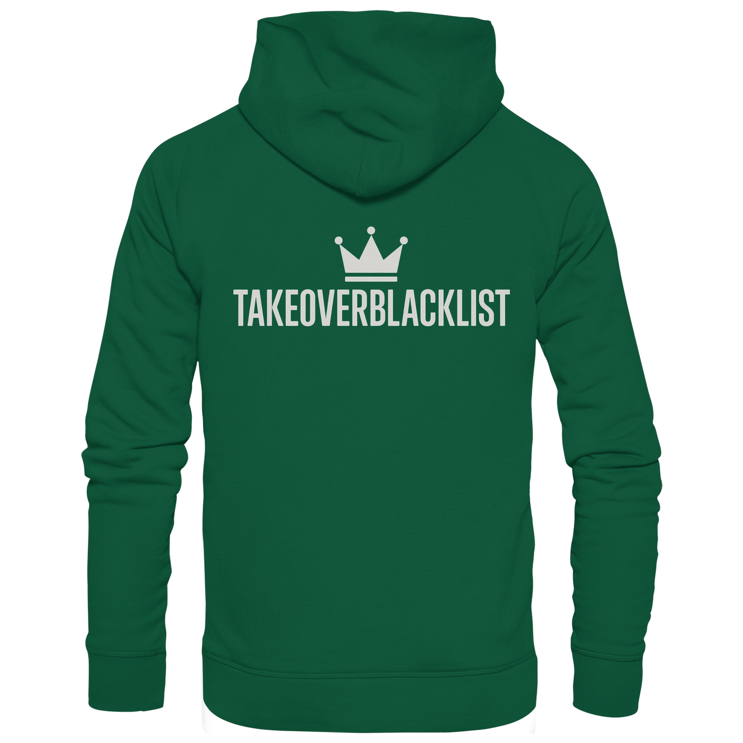 TAKEOVERBLACKLIST Premium Hoodie – Schwarzer Kapuzenpullover mit Rückenlogo