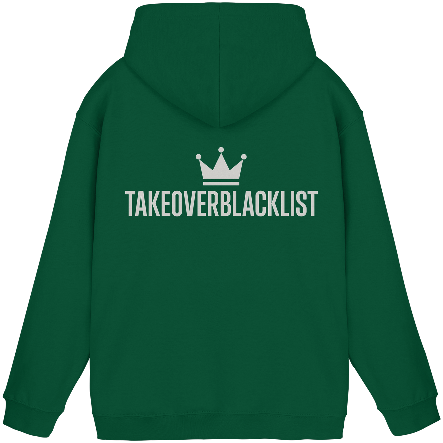 TAKEOVERBLACKLIST Premium Hoodie – Schwarzer Kapuzenpullover mit Rückenlogo
