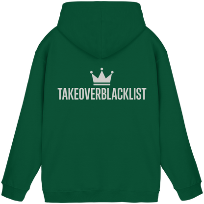 TAKEOVERBLACKLIST Premium Hoodie – Schwarzer Kapuzenpullover mit Rückenlogo