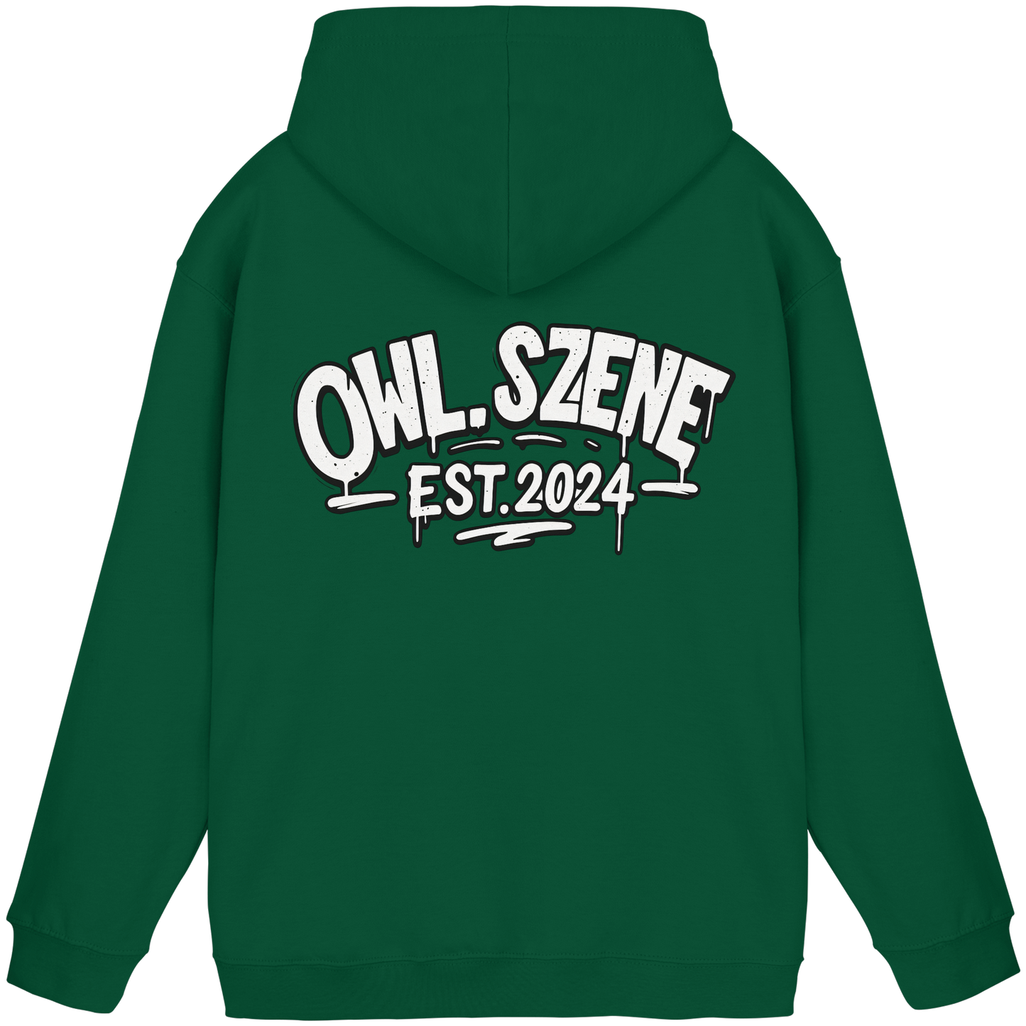 OWL SZENE Premium Hoodie – Schwarzer Kapuzenpullover mit Rückenlogo