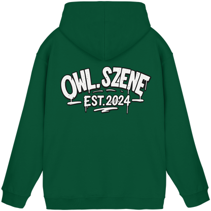 OWL SZENE Premium Hoodie – Schwarzer Kapuzenpullover mit Rückenlogo