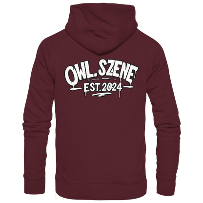 OWL SZENE Premium Hoodie – Schwarzer Kapuzenpullover mit Rückenlogo