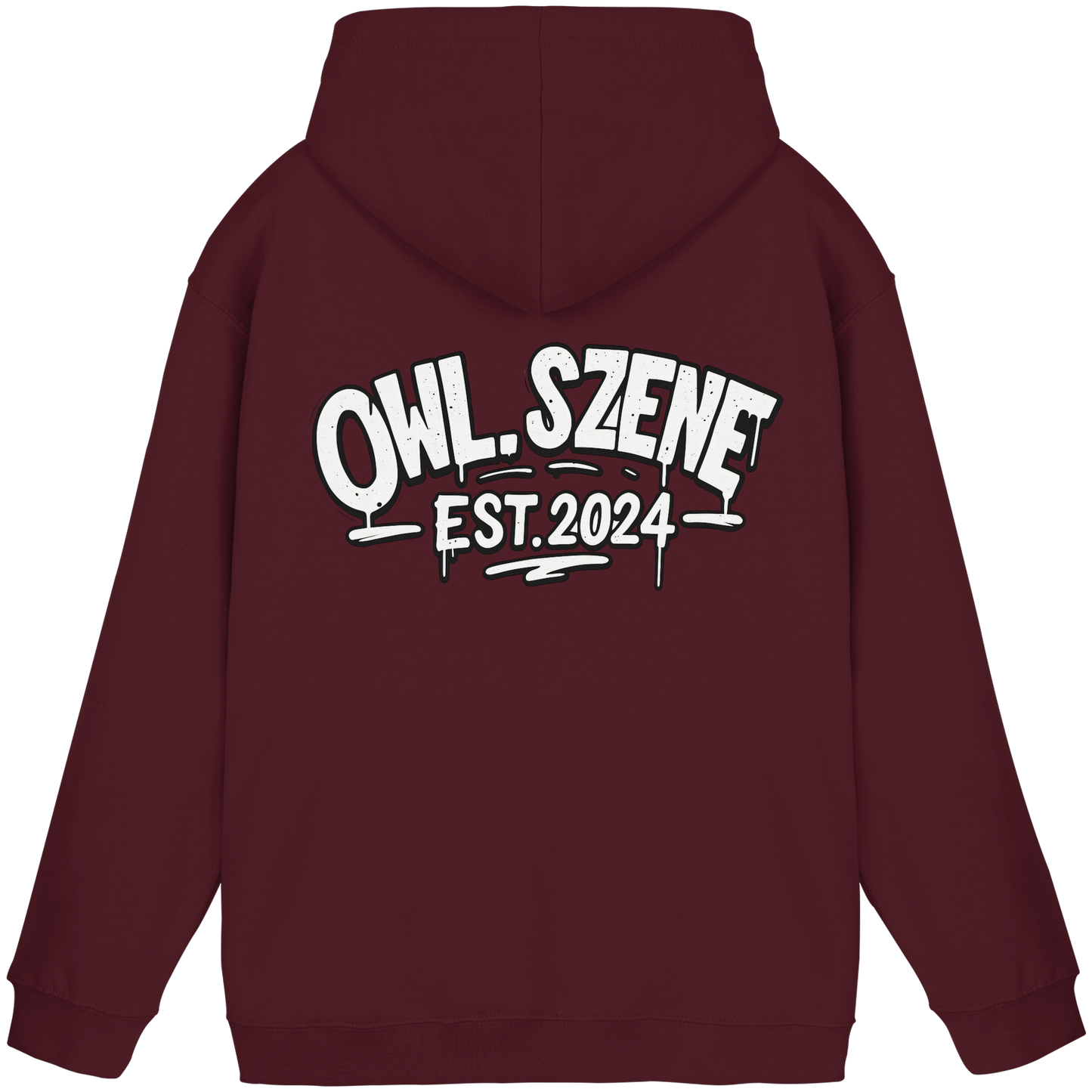 OWL SZENE Premium Hoodie – Schwarzer Kapuzenpullover mit Rückenlogo