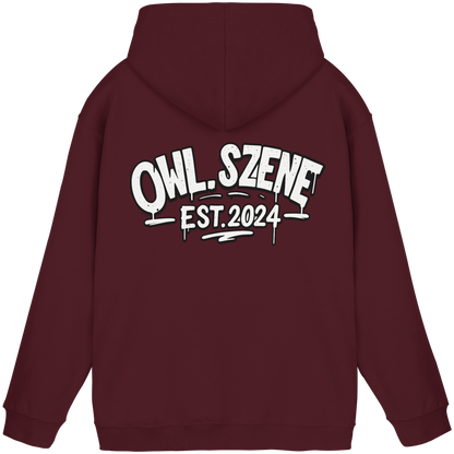 OWL SZENE Premium Hoodie – Schwarzer Kapuzenpullover mit Rückenlogo