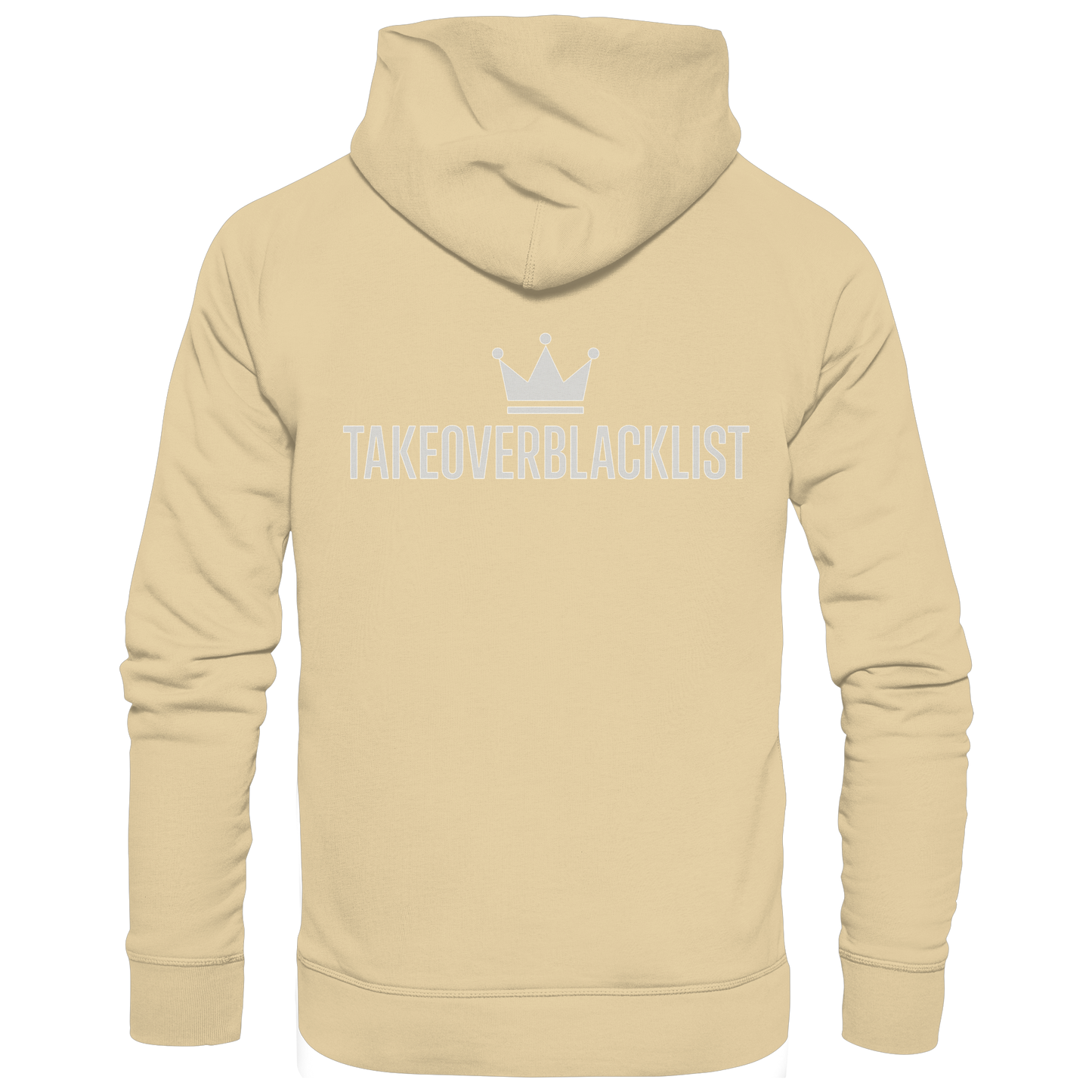 TAKEOVERBLACKLIST Premium Hoodie – Schwarzer Kapuzenpullover mit Rückenlogo