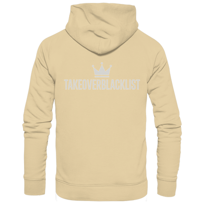 TAKEOVERBLACKLIST Premium Hoodie – Schwarzer Kapuzenpullover mit Rückenlogo