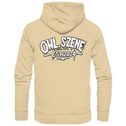 OWL SZENE Premium Hoodie – Schwarzer Kapuzenpullover mit Rückenlogo