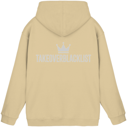 TAKEOVERBLACKLIST Premium Hoodie – Schwarzer Kapuzenpullover mit Rückenlogo