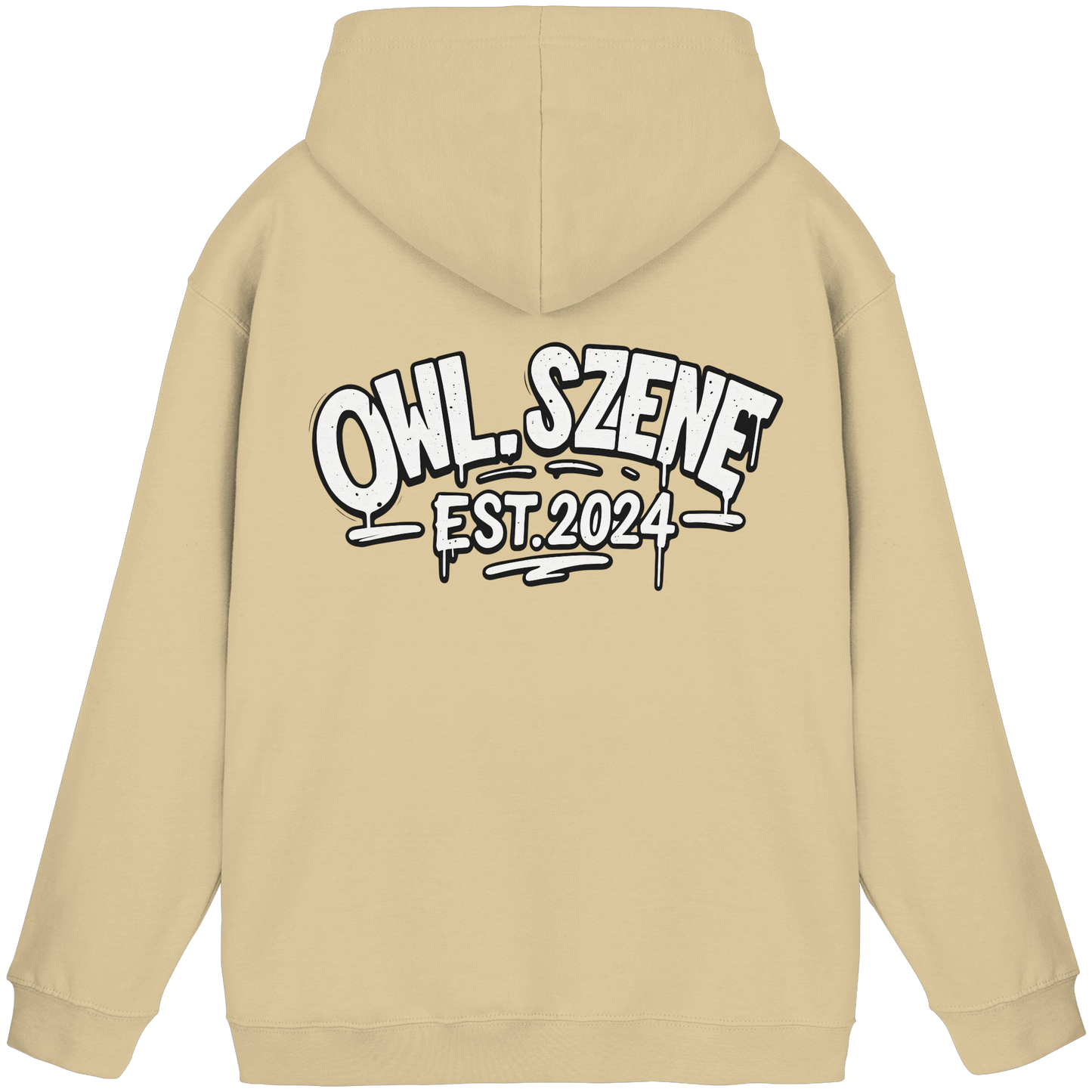 OWL SZENE Premium Hoodie – Schwarzer Kapuzenpullover mit Rückenlogo