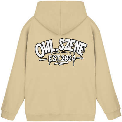 OWL SZENE Premium Hoodie – Schwarzer Kapuzenpullover mit Rückenlogo