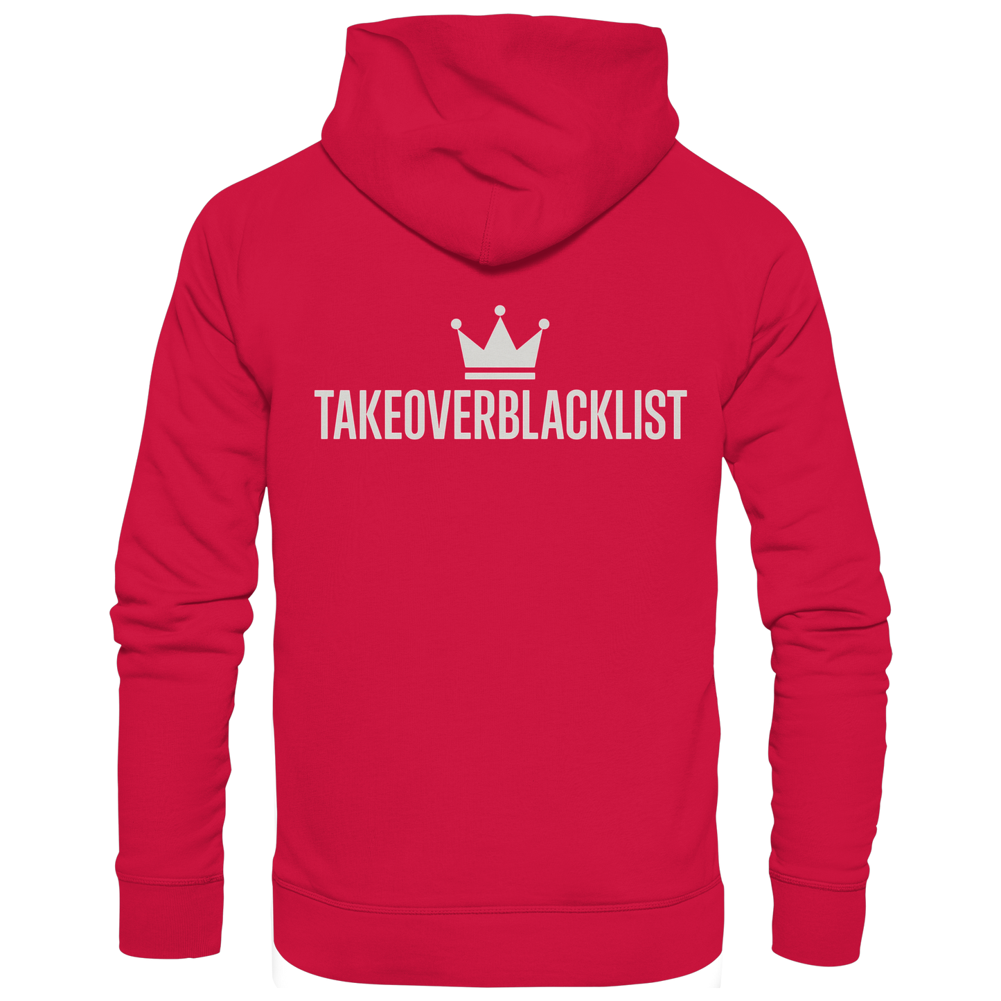 TAKEOVERBLACKLIST Premium Hoodie – Schwarzer Kapuzenpullover mit Rückenlogo