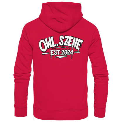 OWL SZENE Premium Hoodie – Schwarzer Kapuzenpullover mit Rückenlogo