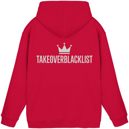 TAKEOVERBLACKLIST Premium Hoodie – Schwarzer Kapuzenpullover mit Rückenlogo