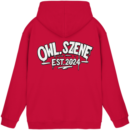 OWL SZENE Premium Hoodie – Schwarzer Kapuzenpullover mit Rückenlogo