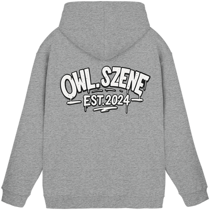 OWL SZENE Premium Hoodie – Schwarzer Kapuzenpullover mit Rückenlogo