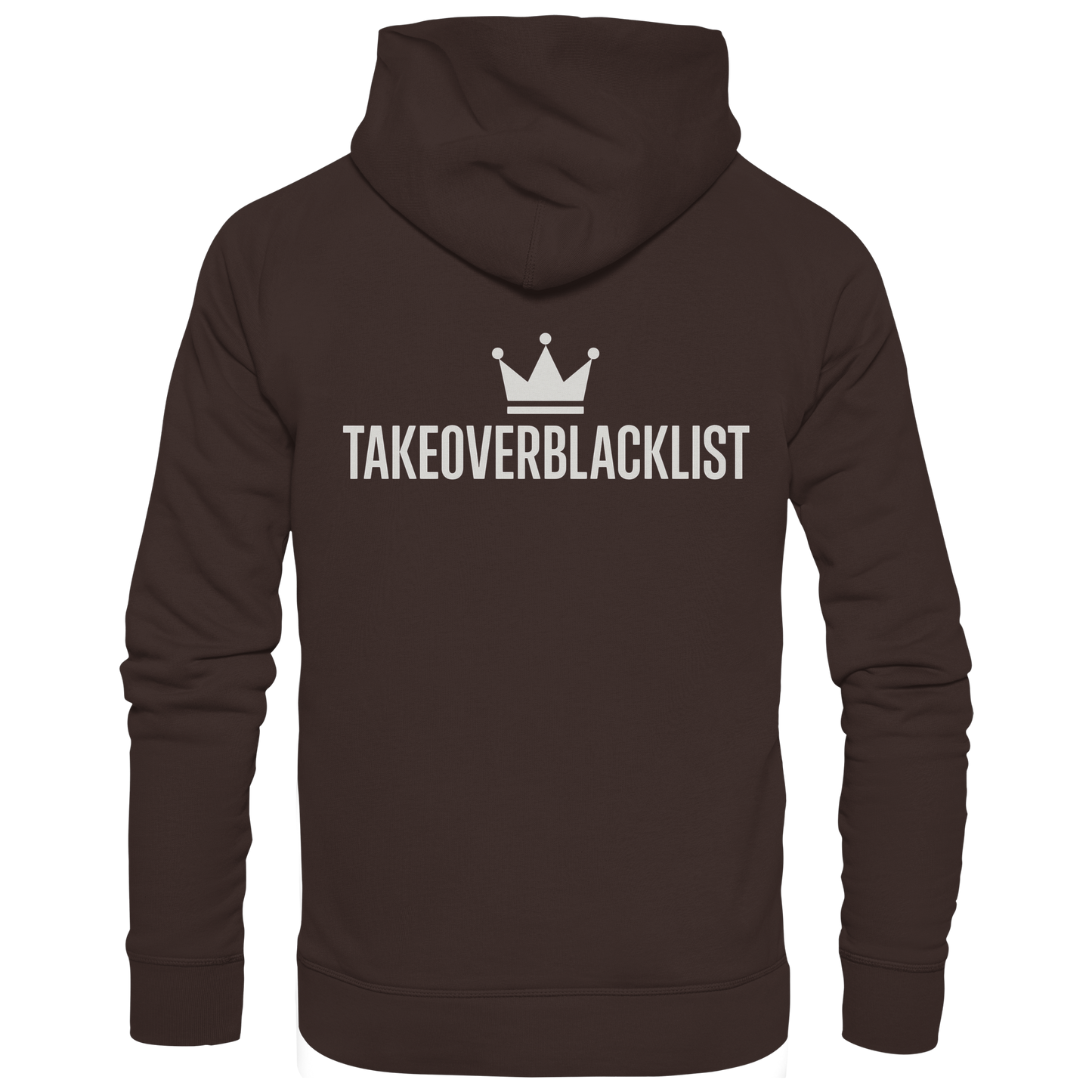 TAKEOVERBLACKLIST Premium Hoodie – Schwarzer Kapuzenpullover mit Rückenlogo