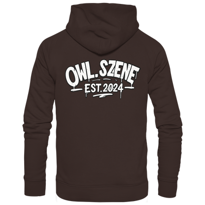 OWL SZENE Premium Hoodie – Schwarzer Kapuzenpullover mit Rückenlogo