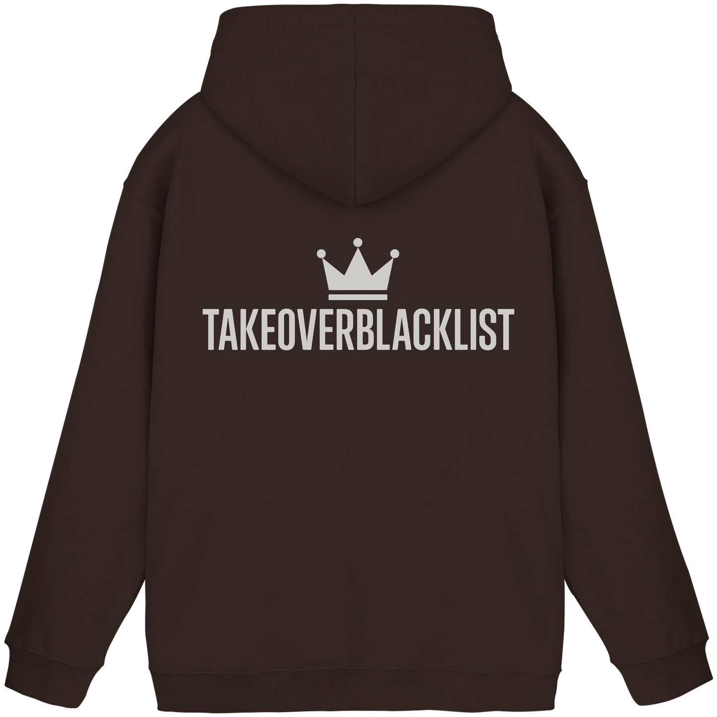 TAKEOVERBLACKLIST Premium Hoodie – Schwarzer Kapuzenpullover mit Rückenlogo