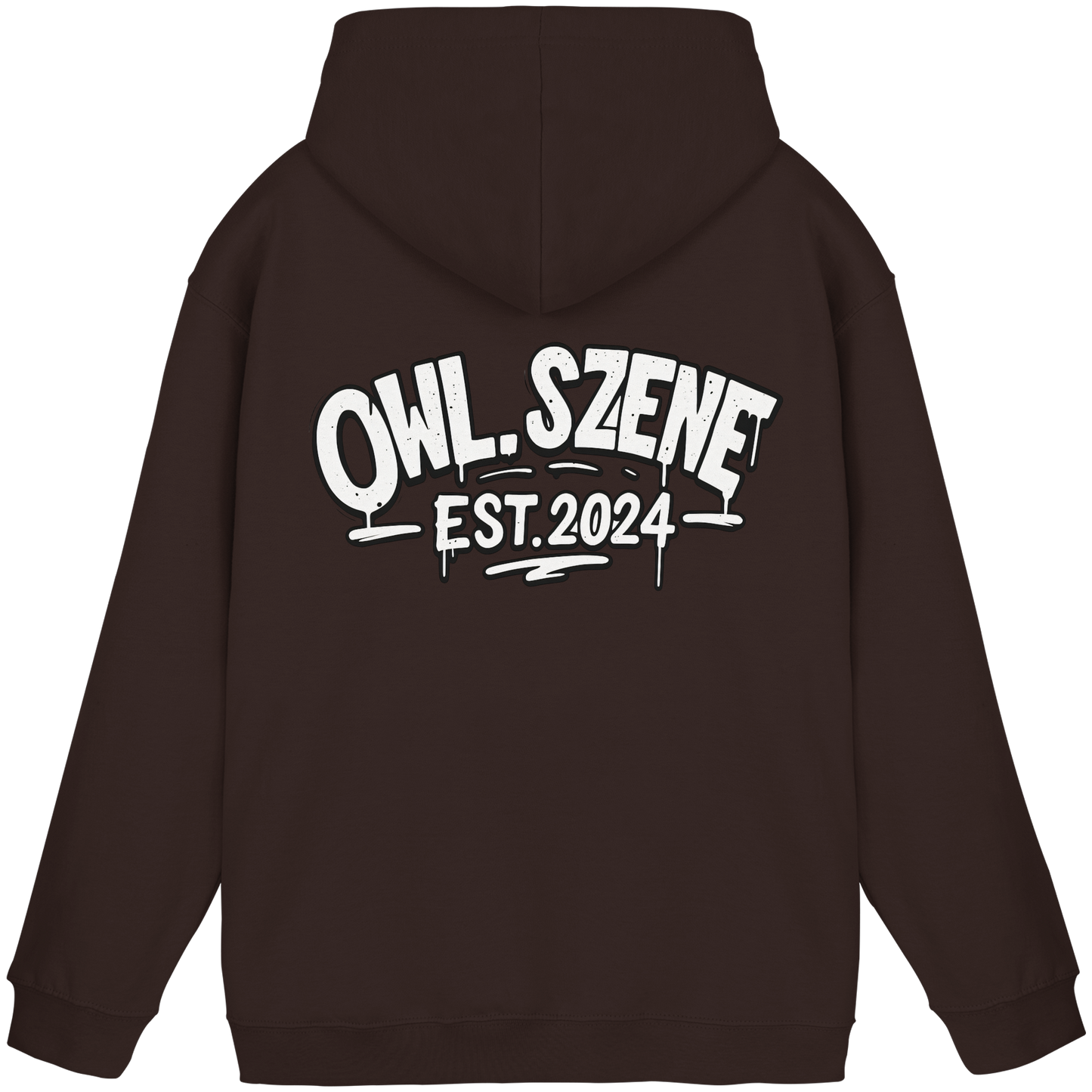 OWL SZENE Premium Hoodie – Schwarzer Kapuzenpullover mit Rückenlogo