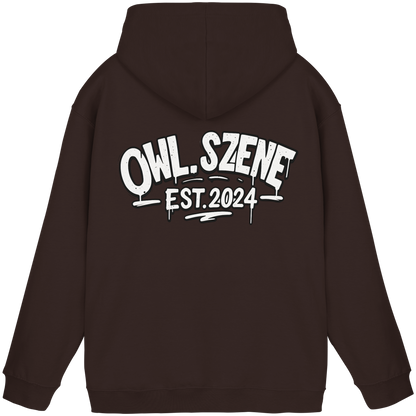 OWL SZENE Premium Hoodie – Schwarzer Kapuzenpullover mit Rückenlogo