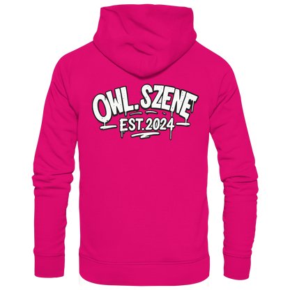 OWL SZENE Premium Hoodie – Schwarzer Kapuzenpullover mit Rückenlogo