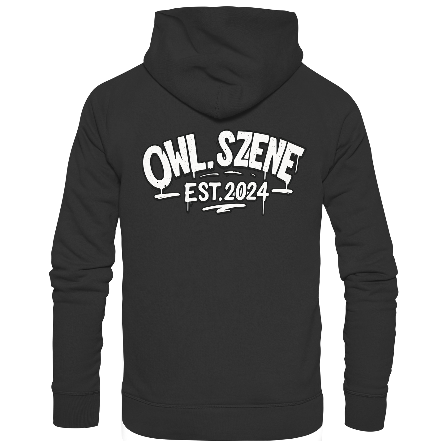 OWL SZENE Premium Hoodie – Schwarzer Kapuzenpullover mit Rückenlogo