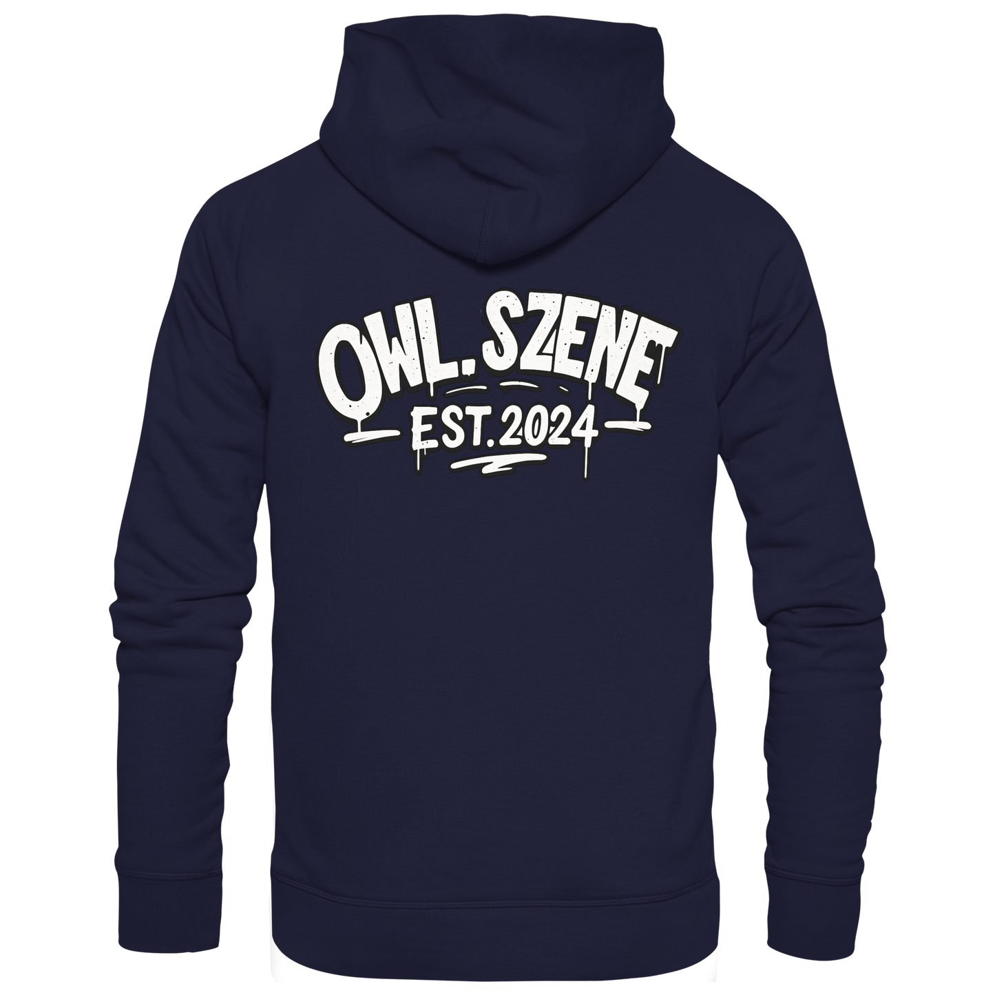 OWL SZENE Premium Hoodie – Schwarzer Kapuzenpullover mit Rückenlogo