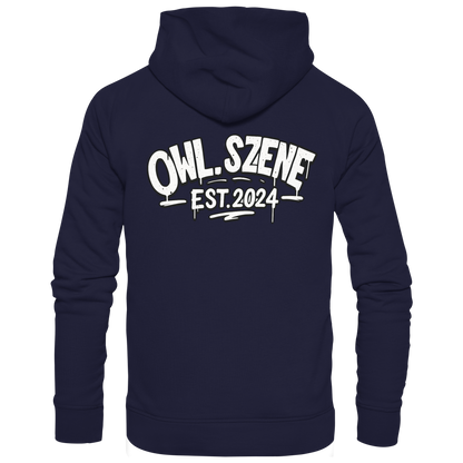 OWL SZENE Premium Hoodie – Schwarzer Kapuzenpullover mit Rückenlogo