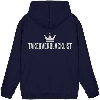 TAKEOVERBLACKLIST Premium Hoodie – Schwarzer Kapuzenpullover mit Rückenlogo