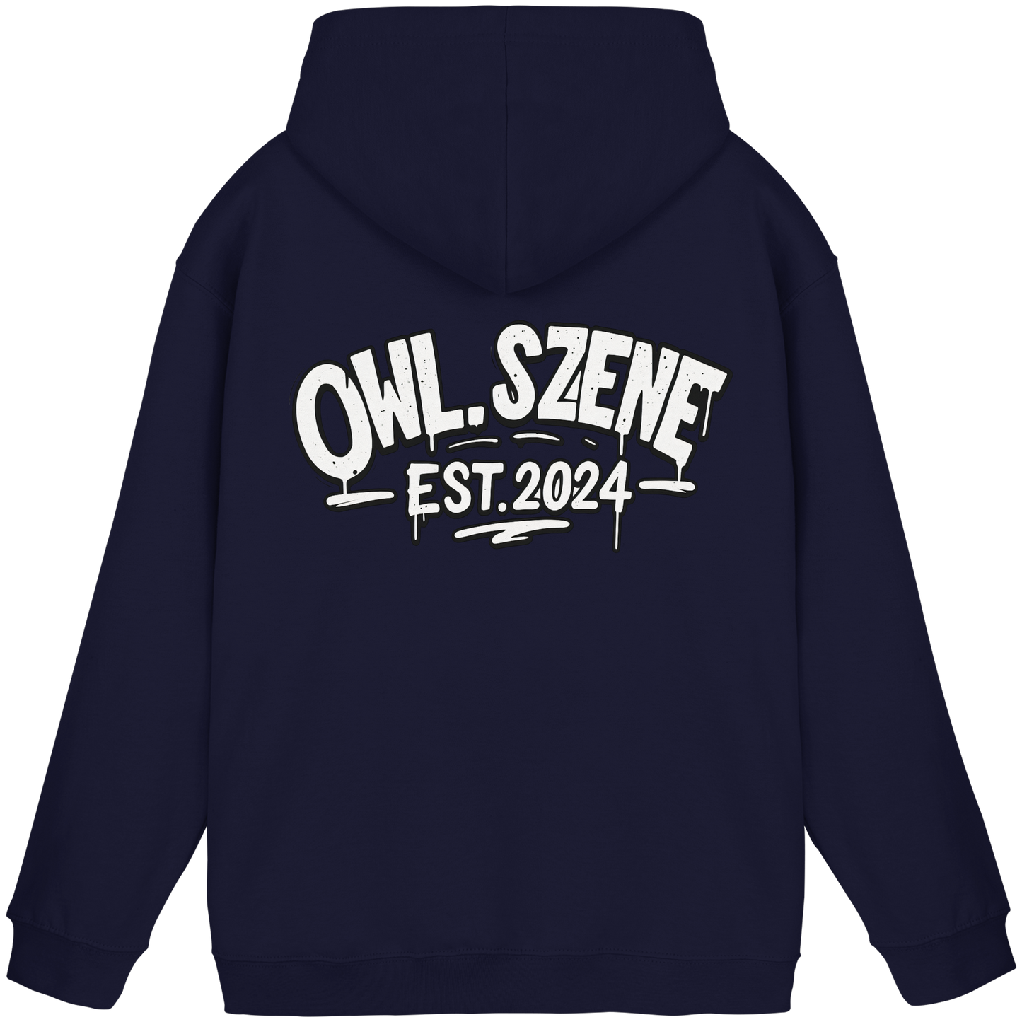 OWL SZENE Premium Hoodie – Schwarzer Kapuzenpullover mit Rückenlogo