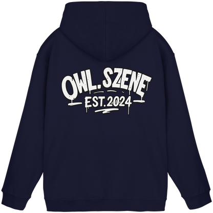 OWL SZENE Premium Hoodie – Schwarzer Kapuzenpullover mit Rückenlogo