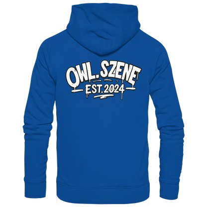 OWL SZENE Premium Hoodie – Schwarzer Kapuzenpullover mit Rückenlogo