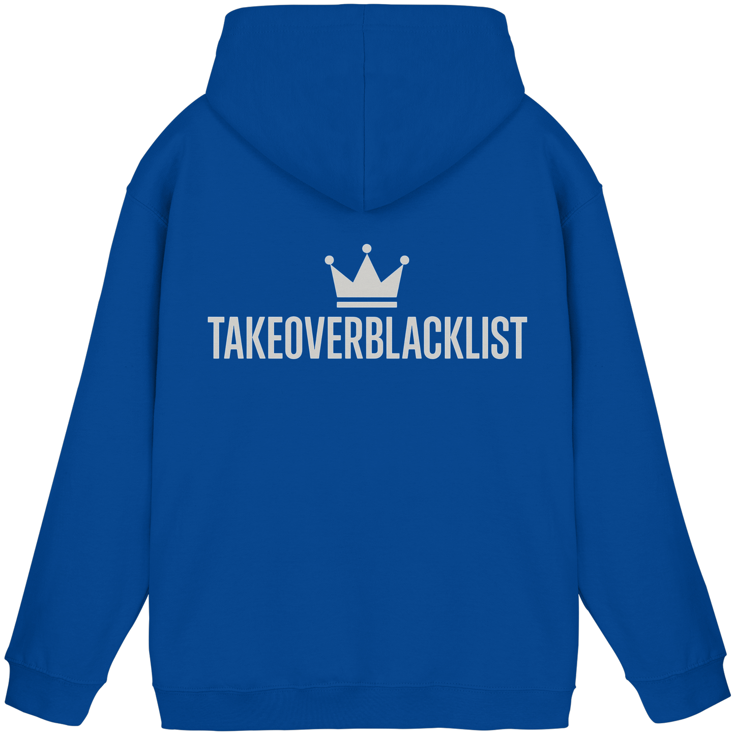 TAKEOVERBLACKLIST Premium Hoodie – Schwarzer Kapuzenpullover mit Rückenlogo
