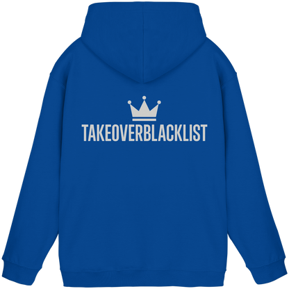 TAKEOVERBLACKLIST Premium Hoodie – Schwarzer Kapuzenpullover mit Rückenlogo
