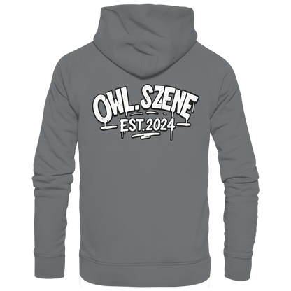 OWL SZENE Premium Hoodie – Schwarzer Kapuzenpullover mit Rückenlogo