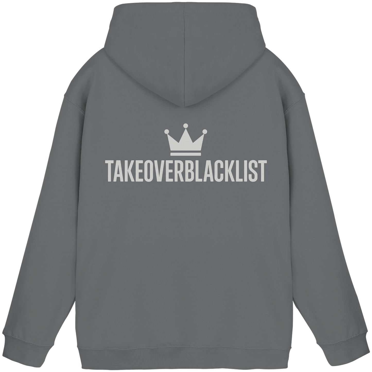 TAKEOVERBLACKLIST Premium Hoodie – Schwarzer Kapuzenpullover mit Rückenlogo