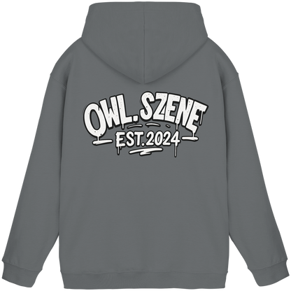 OWL SZENE Premium Hoodie – Schwarzer Kapuzenpullover mit Rückenlogo
