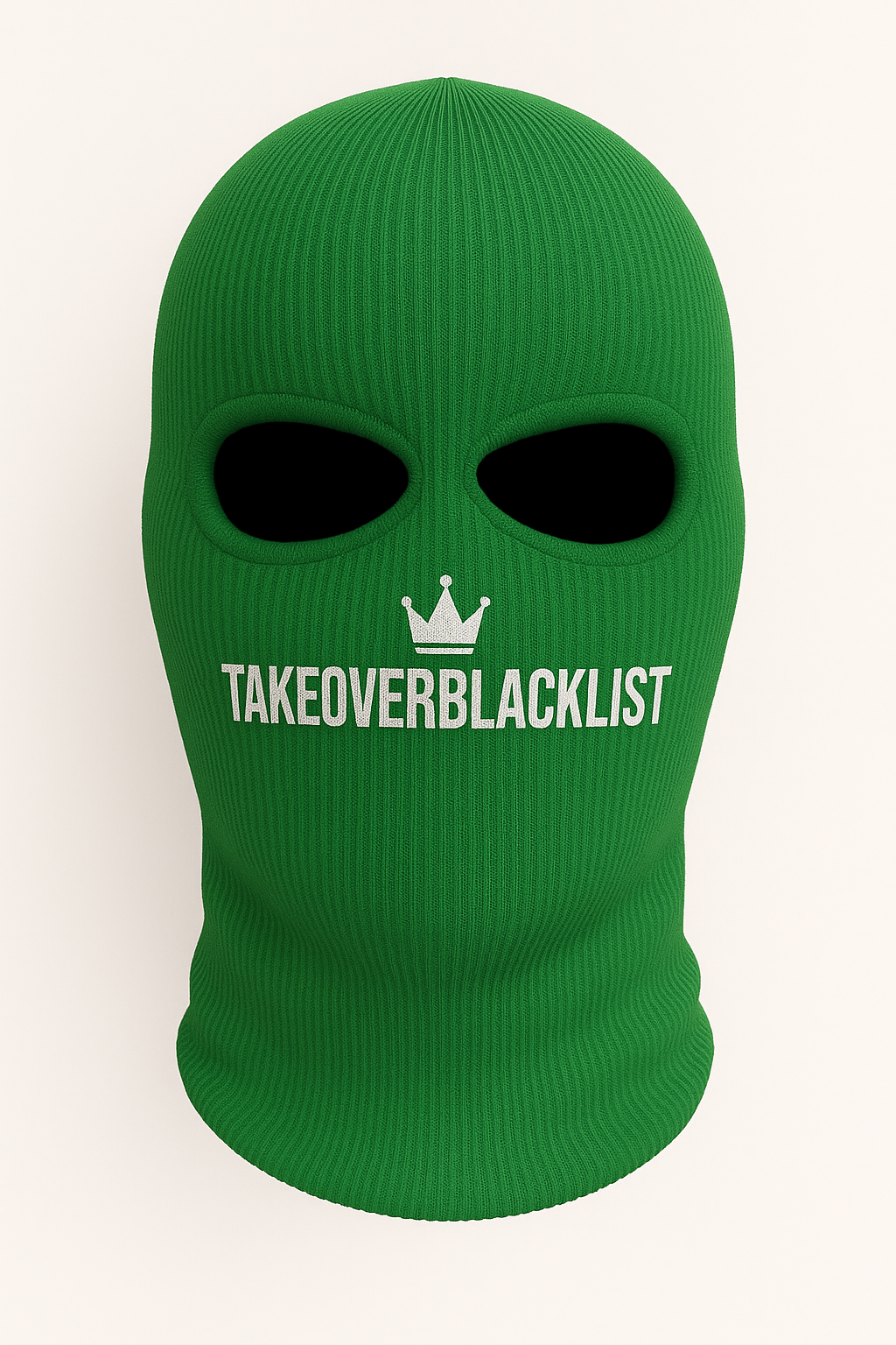 TAKEOVERBLACKLIST Strick-Sturmhaube – Schwarz | Streetwear Balaclava mit Logo-Print