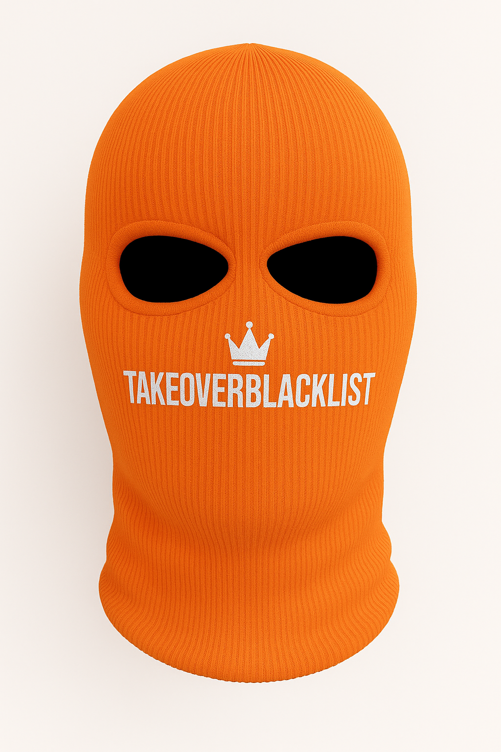 TAKEOVERBLACKLIST Strick-Sturmhaube – Schwarz | Streetwear Balaclava mit Logo-Print